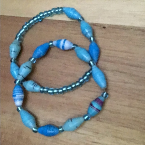 Handcrafted Stretch Recycled Paper Bead Bracelets - Picture 5 of 5